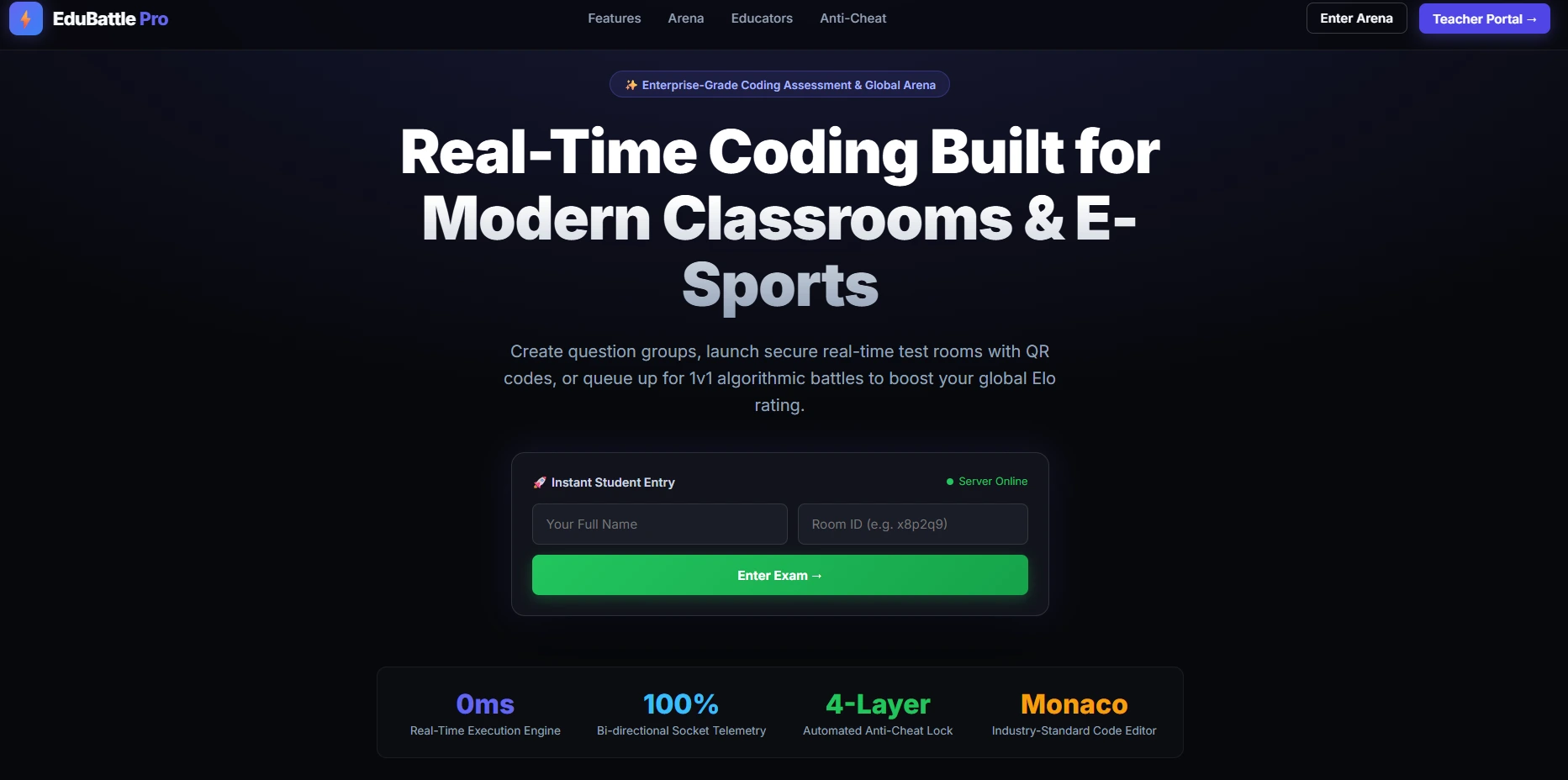 EduBattle Arena coding platform created By Taorem Lucky Singh