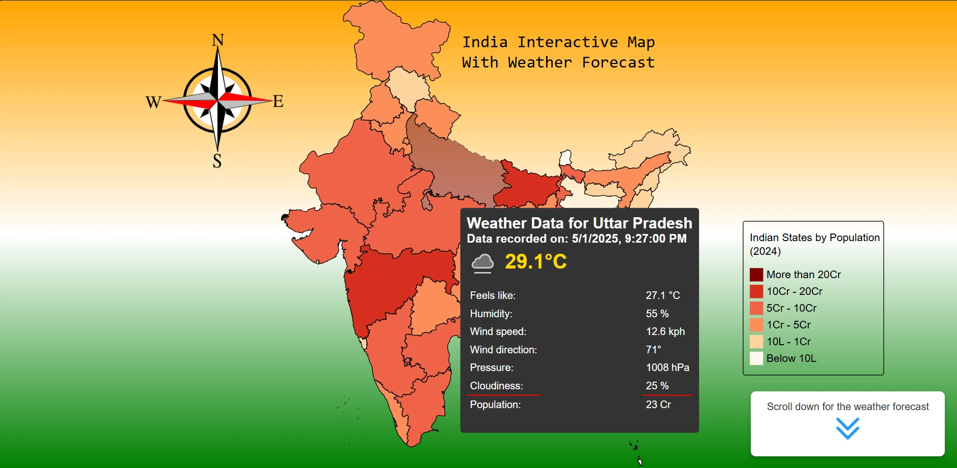 Interactive India map site created By Taorem Lucky Singh